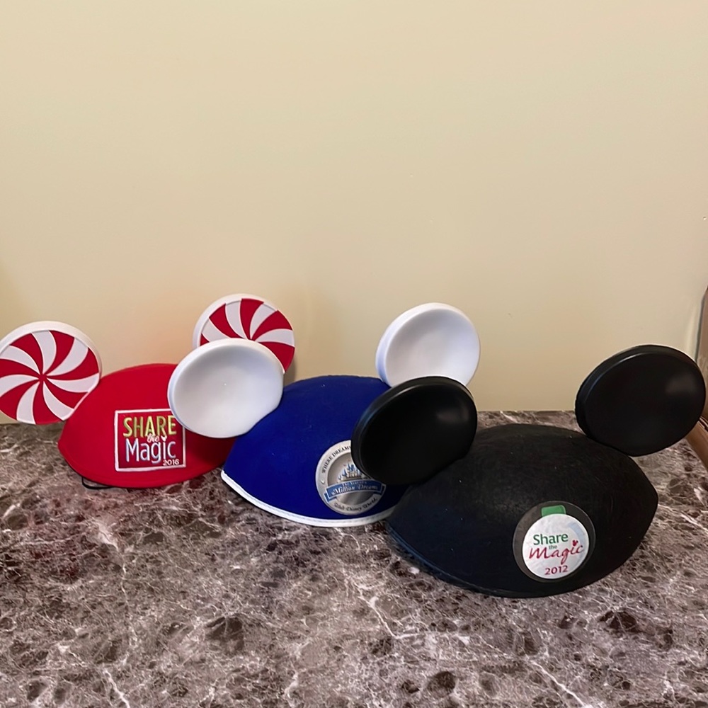 Disney Mickey Mouse Ear Hats-Bundle of 3-Christmas/Holiday/Year of Dreams-GUC